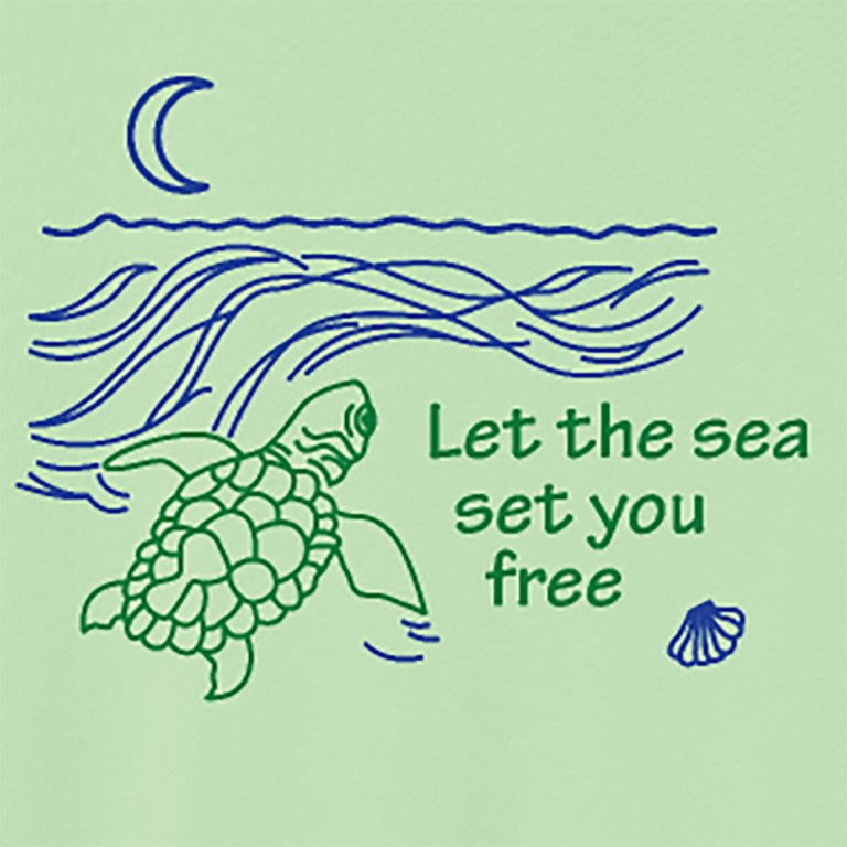 The winning 2025 T-shirt design shown here is by Lois Palermo, a local sea turtle lover, and her sister Alyson Natale, of Woodlands, Texas.