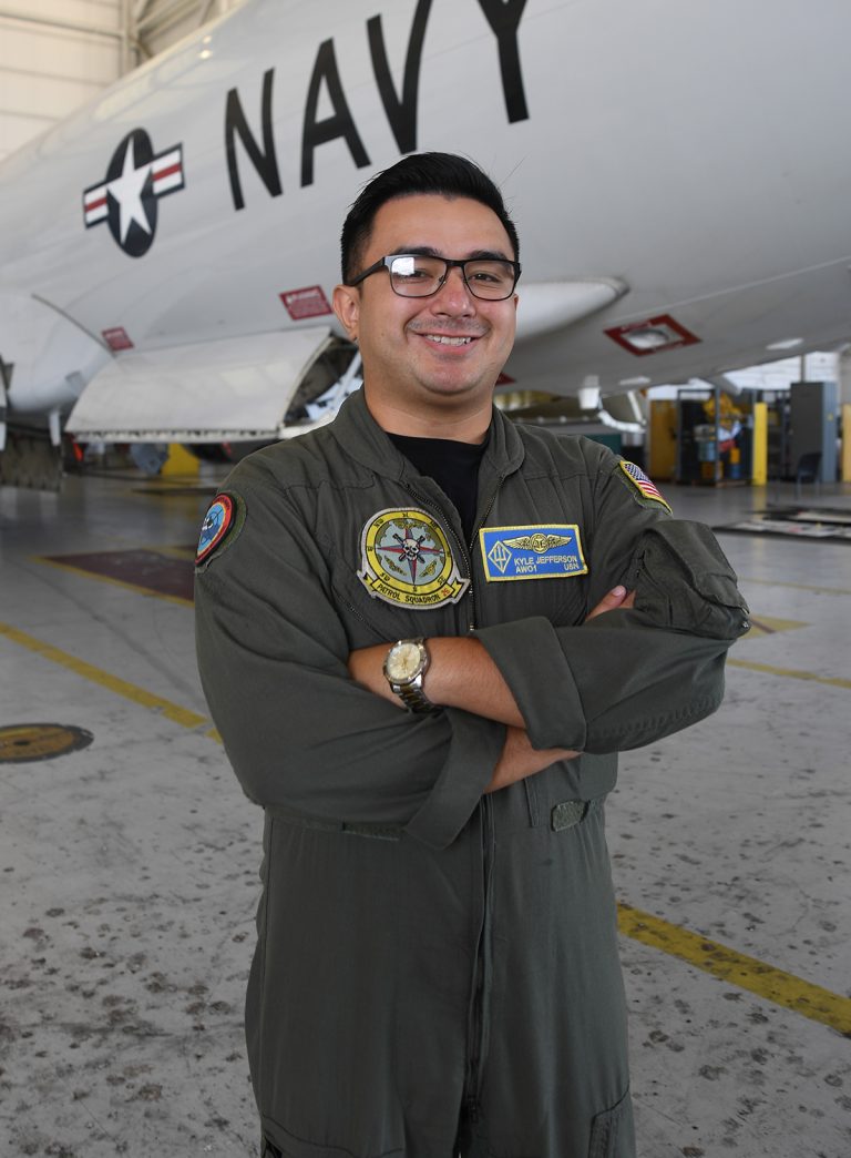 Petty Officer 1st Class Kyle Jefferson, a native of Jacksonville, North Carolina, serves the U.S. Navy assigned to Patrol Squadron (VP) 26. Photo: Mass Communication Specialist 2nd Class Andrew Hanchar